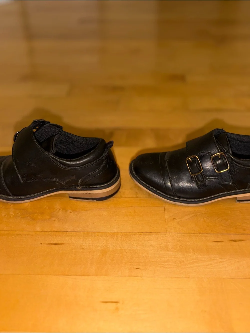 Steve Madden Little Kids Black Double Monk Strap Shoes
